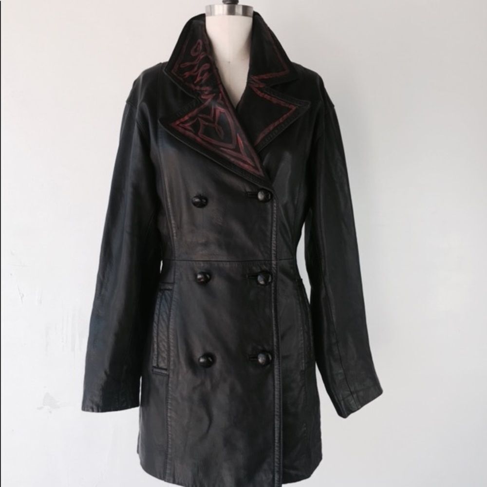 Black vintage leather jacket S